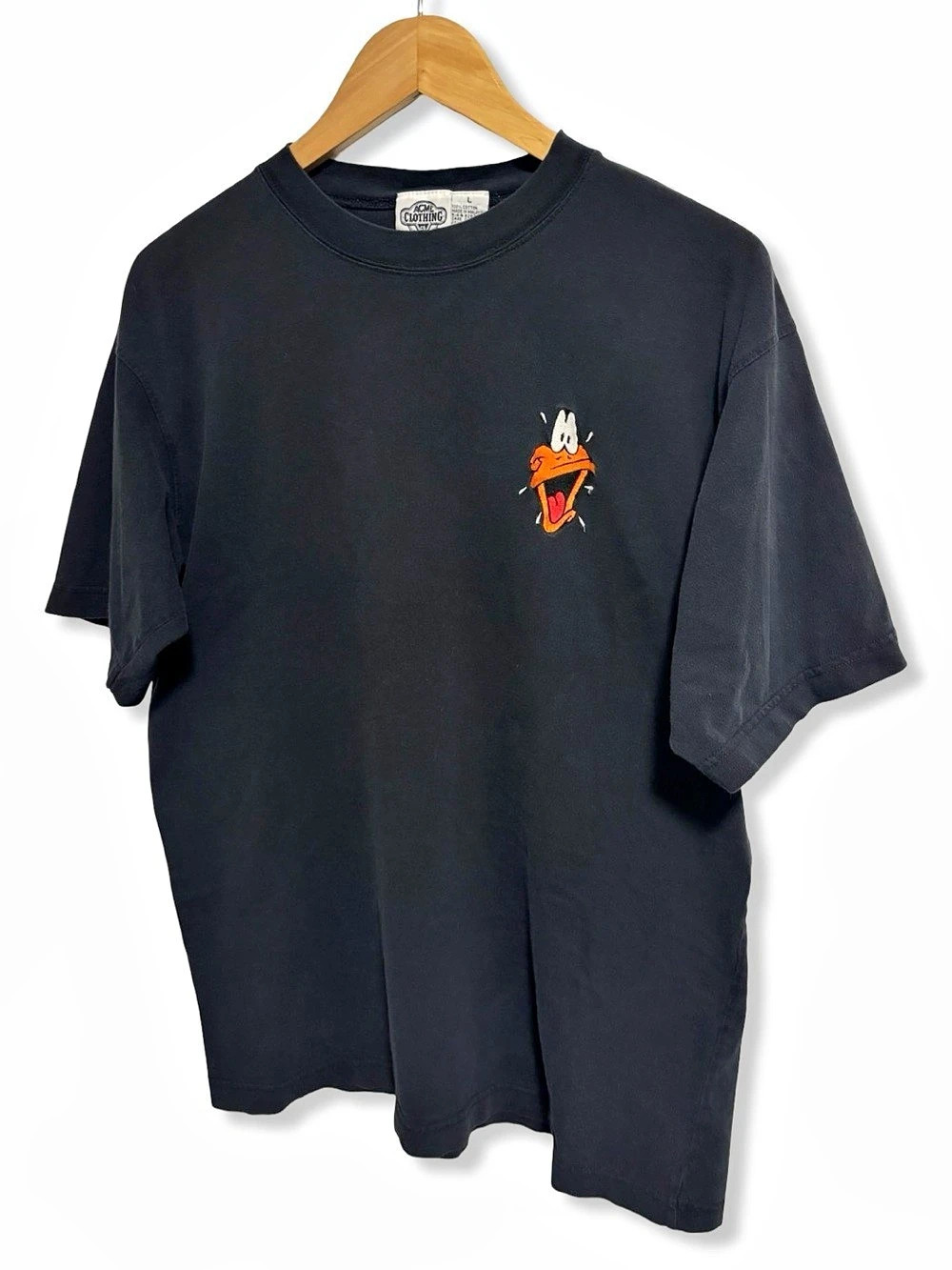 Vintage 90s Acme Looney Tunes Daffy Duck Embroidered T-Shirt